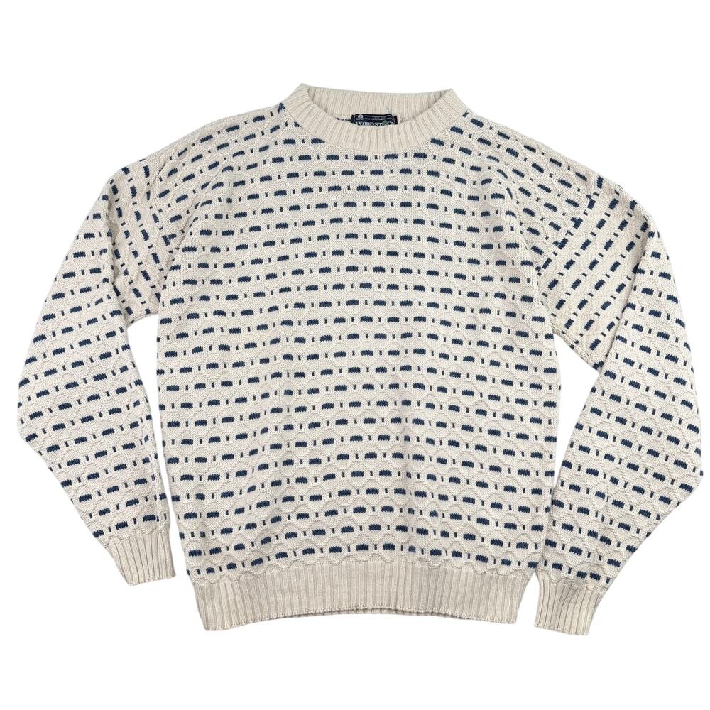 Woodstock by Bernard Cotton Knit Sweater Medium USA Made Nautical Preppy Vintage